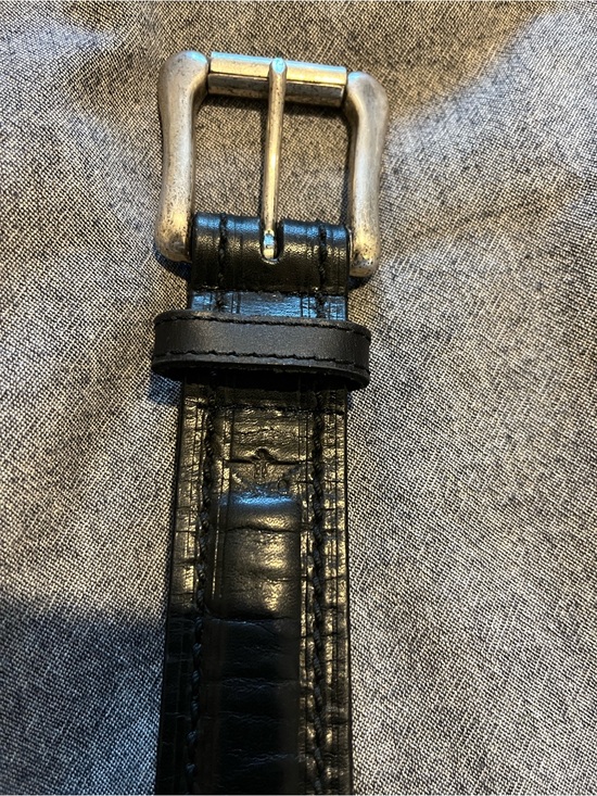 Brighton Accessories - Vintage Brighton Size 34 Black Crocodile Embossed Leather Belt Silver Buckle Sty